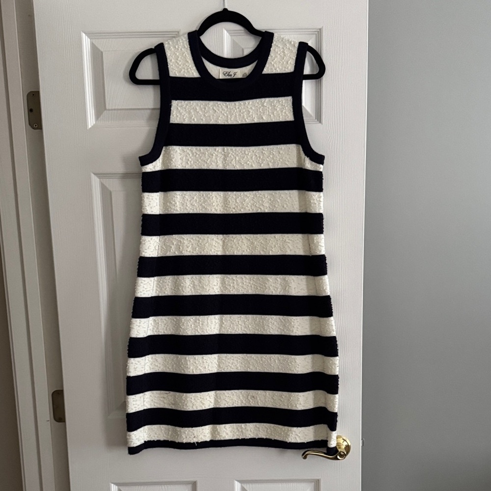 Eliza J Navy and White Striped Dress Size Large
